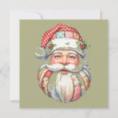 Patchwork Santa Claus Christmas Retro Feiertagskarte (Vorderseite)