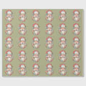 Patchwork Santa Claus Christmas Retro Geschenkpapier (Flach)