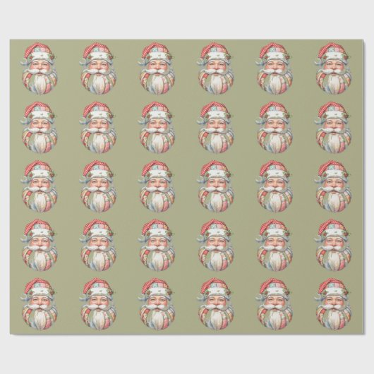 Patchwork Santa Claus Christmas Retro Geschenkpapier (Flach)