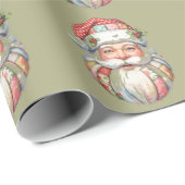 Patchwork Santa Claus Christmas Retro Geschenkpapier (Rolleneckpunkt)