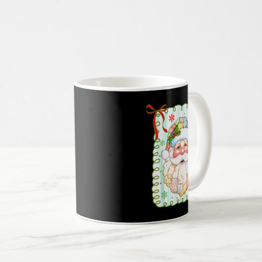 Patchwork Santa Claus Face Coquette Merry Christma Kaffeetasse (VorderseiteRechts)
