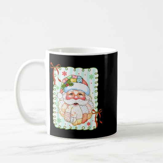 Patchwork Santa Claus Face Coquette Merry Christma Kaffeetasse (Links)