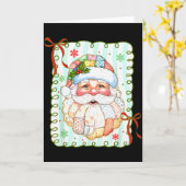 Patchwork Santa Claus Face Coquette Merry Christma Karte (Gelbe Blume)