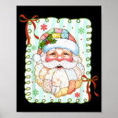 Patchwork Santa Claus Face Coquette Merry Christma Poster (Vorne)