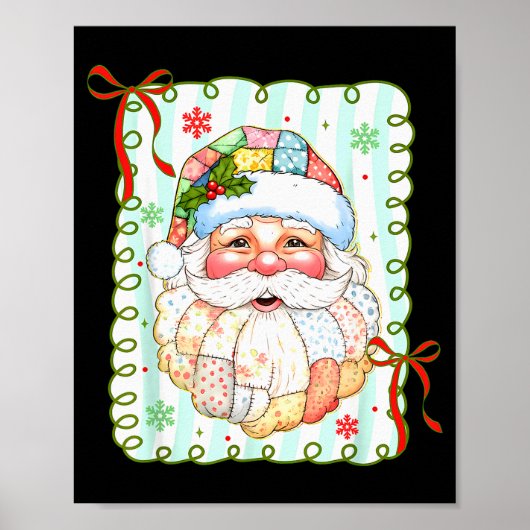 Patchwork Santa Claus Face Coquette Merry Christma Poster (Vorne)