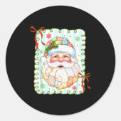 Patchwork Santa Claus Face Coquette Merry Christma Runder Aufkleber (Vorderseite)