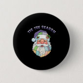 Patchwork Santa Claus Face Preppy Girly Christmas Button (Vorderseite)