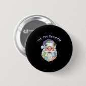 Patchwork Santa Claus Face Preppy Girly Christmas Button (Vorne & Hinten)