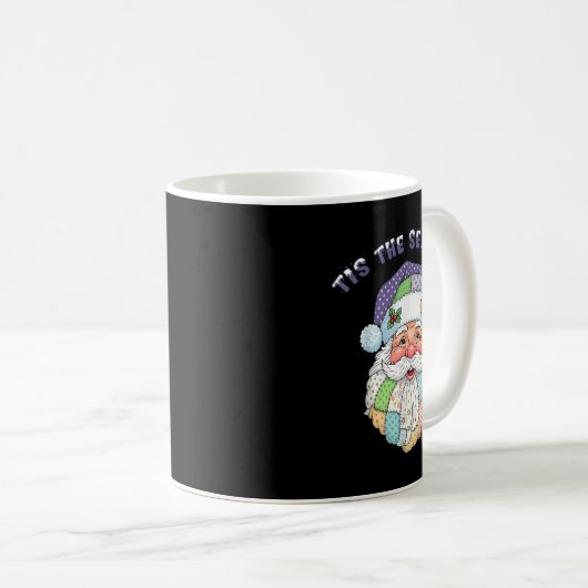 Patchwork Santa Claus Face Preppy Girly Christmas Kaffeetasse (VorderseiteRechts)