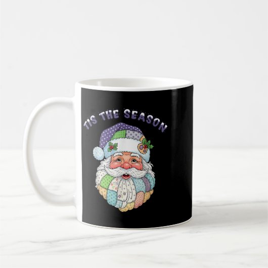 Patchwork Santa Claus Face Preppy Girly Christmas Kaffeetasse (Links)