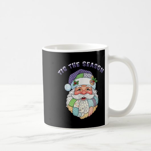 Patchwork Santa Claus Face Preppy Girly Christmas Kaffeetasse (Rechts)