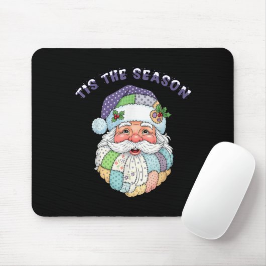 Patchwork Santa Claus Face Preppy Girly Christmas  Mousepad (Mit Mouse)