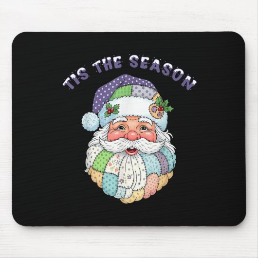 Patchwork Santa Claus Face Preppy Girly Christmas Mousepad (Vorne)