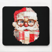 Patchwork Santa Claus Face Preppy Girly Christmas Mousepad (Vorne)