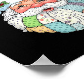 Patchwork Santa Claus Face Preppy Girly Christmas Poster (Ecke)