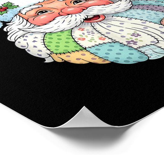 Patchwork Santa Claus Face Preppy Girly Christmas Poster (Ecke)