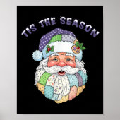 Patchwork Santa Claus Face Preppy Girly Christmas Poster (Vorne)