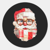 Patchwork Santa Claus Face Preppy Girly Christmas Runder Aufkleber (Vorderseite)
