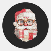 Patchwork Santa Claus Face Preppy Girly Christmas Runder Aufkleber (Vorderseite)