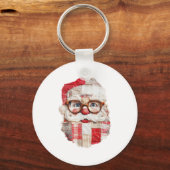 Patchwork Santa Claus Face Preppy Girly Christmas Schlüsselanhänger (Vorderseite)
