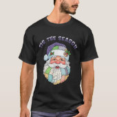 Patchwork Santa Claus Face Preppy Girly Christmas T-Shirt (Vorderseite)