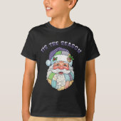 Patchwork Santa Claus Face Preppy Girly Christmas T-Shirt (Vorderseite)
