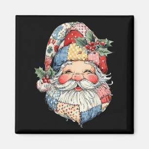 Patchwork Santa Claus Retro Christmas Funny Mens W Magnet