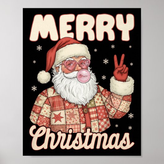 Patchwork Santa Claus Xmas Merry Christmas Men Wom Poster (Vorne)