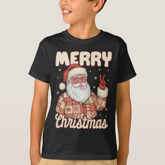 Patchwork Santa Claus Xmas Merry Christmas Men Wom T-Shirt (Vorderseite)