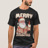 Patchwork Santa Claus Xmas Merry Christmas Men Wom T-Shirt (Vorderseite)