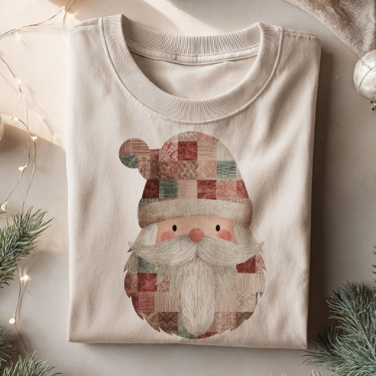 Patchwork Santa Retro Quilt Weihnachten T-Shirt