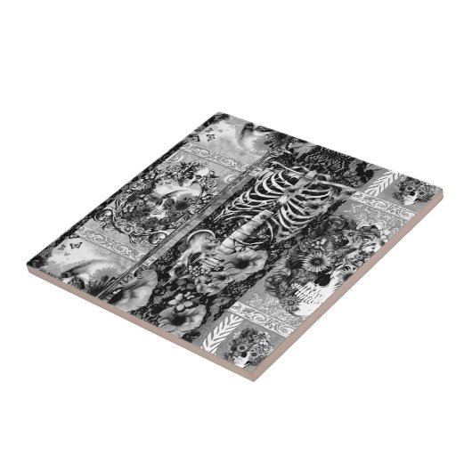 Patchwork, Schädelcollage Fliese (Seite)