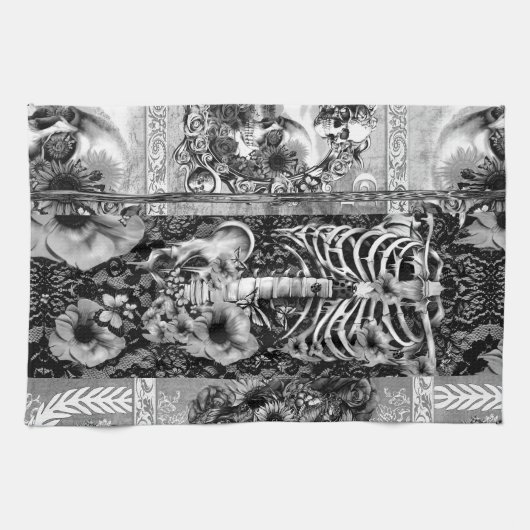 Patchwork, Schädelcollage Geschirrtuch (Horizontal)