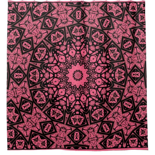 Patchwork-Schal aus rosa und schwarzem Zierschal Duschvorhang (Vorderseite)