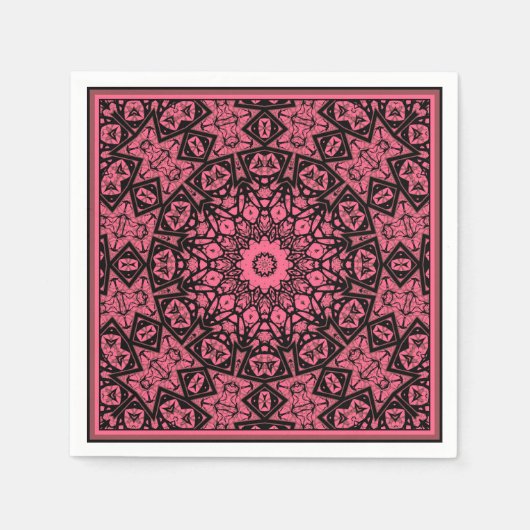 Patchwork-Schal aus rosa und schwarzem Zierschal Serviette (Vorderseite)