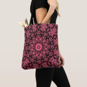Patchwork-Schal aus rosa und schwarzem Zierschal Tasche (Von Nahem)