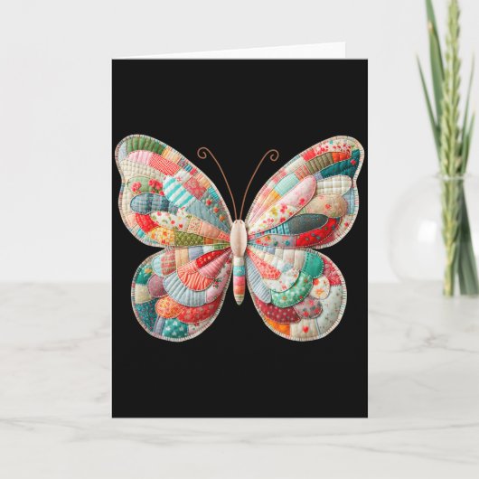 Patchwork-Schmetterling, Retro-Schmetterling Lusti Karte (Vorderseite)