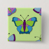 Patchwork-Schmetterlingsmuster auf Grün Button (Vorderseite)