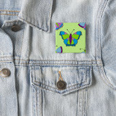 Patchwork-Schmetterlingsmuster auf Grün Button