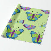 Patchwork-Schmetterlingsmuster auf Grün Geschenkpapier (Ungerollt)