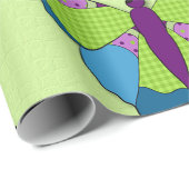 Patchwork-Schmetterlingsmuster auf Grün Geschenkpapier (Rolleneckpunkt)