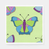 Patchwork-Schmetterlingsmuster auf Grün Serviette (Vorderseite)