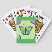 Patchwork-Schmetterlingsmuster auf Grün Spielkarten (Rückseite)