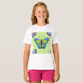 Patchwork-Schmetterlingsmuster auf Grün T-Shirt (Vorne ganz)