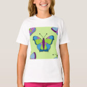 Patchwork-Schmetterlingsmuster auf Grün T-Shirt (Vorderseite)
