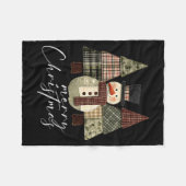 Patchwork-Schneemann, Patchwork-Weihnachtsbaum Lus Fleecedecke (Vorderseite (Horizontal))
