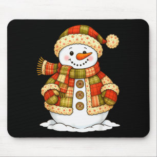 Patchwork-Schneemann Retro Lustiger Schneemann Wei Mousepad