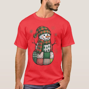 Patchwork-Schneemann Retro Lustiges Weihnachten Xm T-Shirt