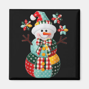 Patchwork-Schneemann-Weihnachten Preppy Süße Weihn Magnet