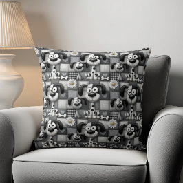 Patchwork Schwarz-Weiß-Hundemuster Kissen
